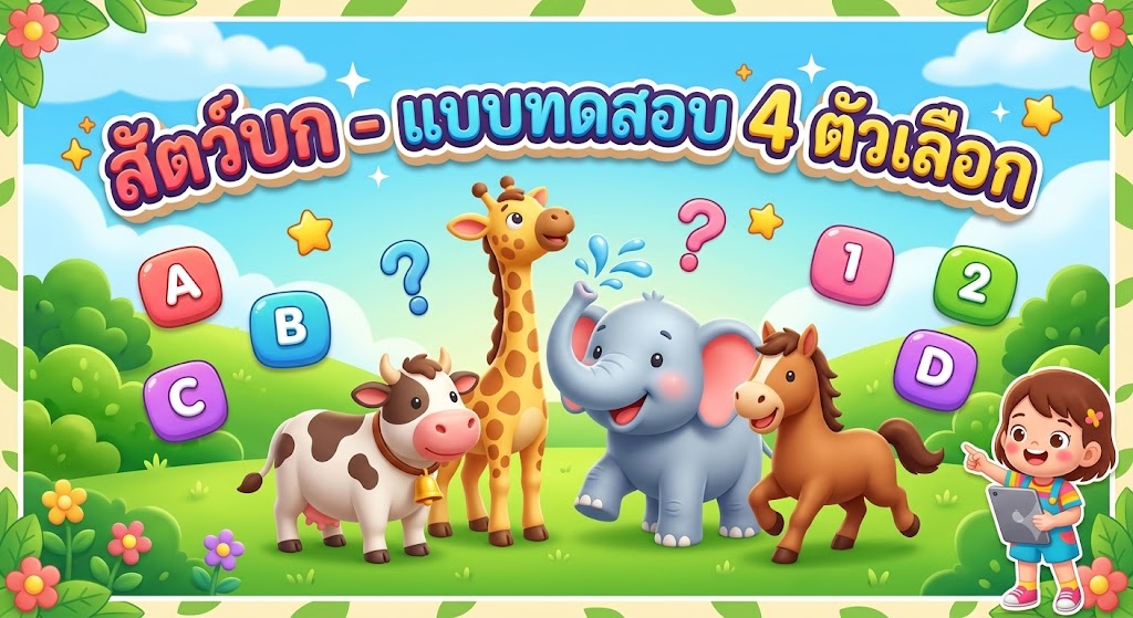 ภาพปกเกม สัตว์บก - แบบทดสอบ 4 ตัวเลือก