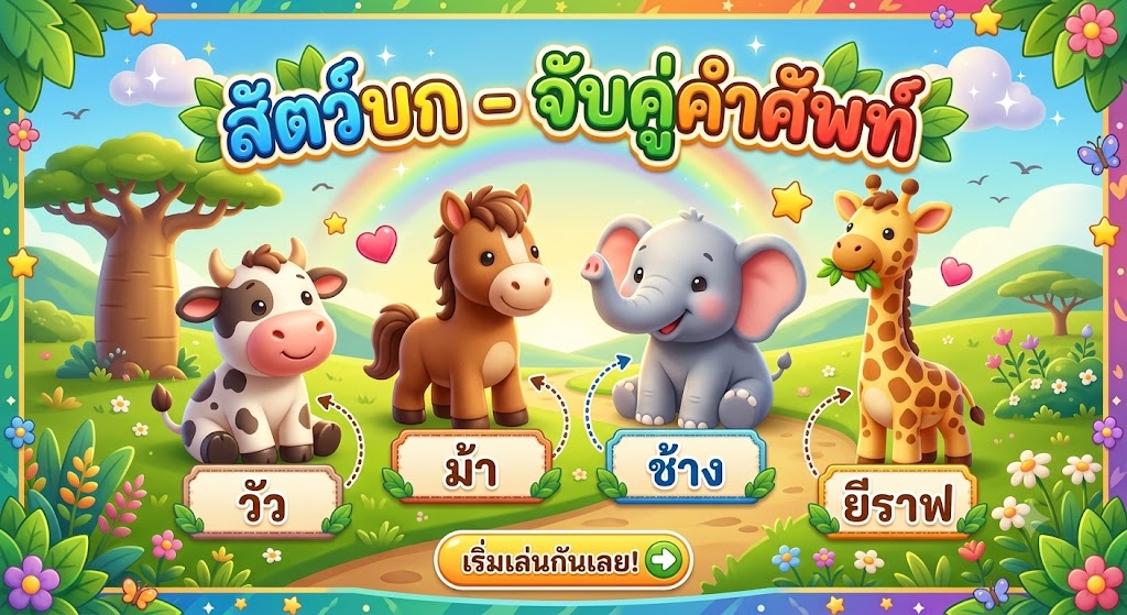 ภาพปกเกม สัตว์บก - จับคู่คำศัพท์