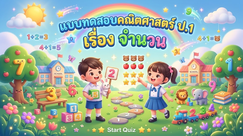 ภาพปกเกม แบบทดสอบคณิตศาสตร์ ป.1 เรื่อง จำนวน