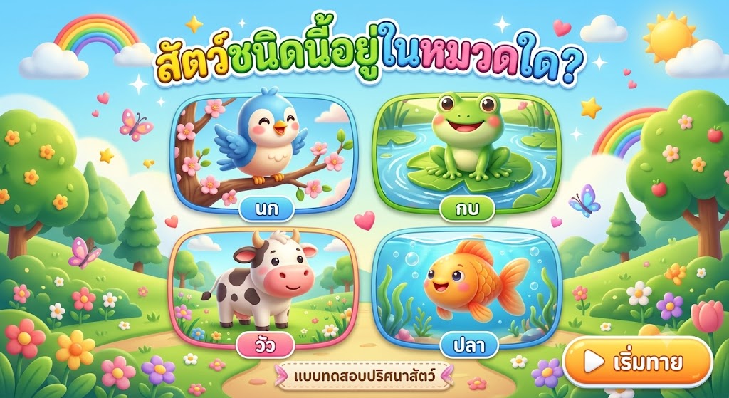 ภาพปกเกม สัตว์ชนิดนี้อยู่ในหมวดใด?