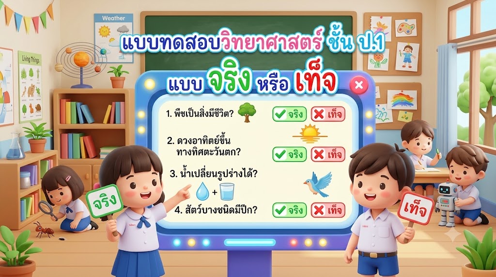 ภาพปกเกม จริงหรือเท็จ วิทยาศาสตร์ ป.1