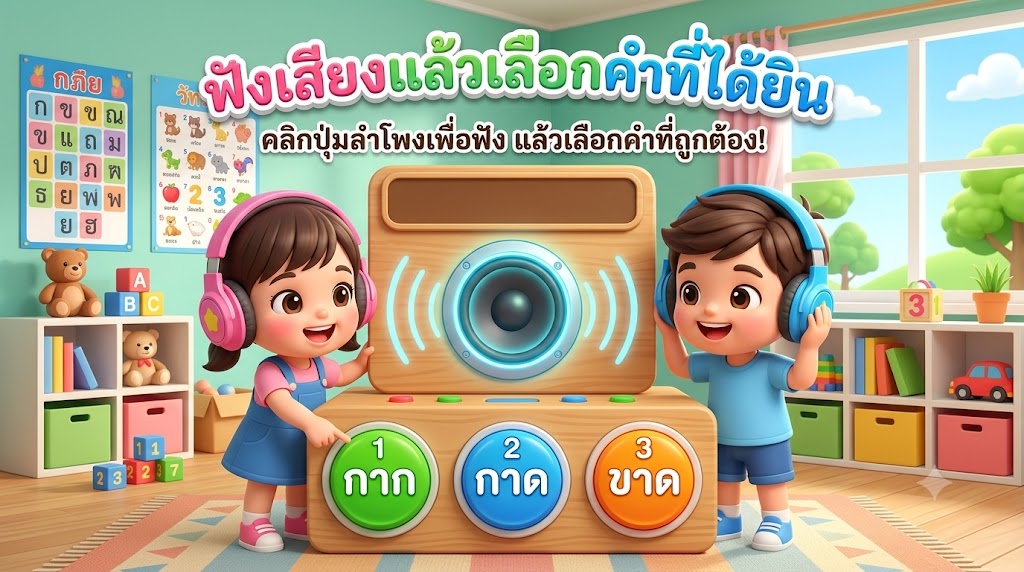 ภาพปกเกม ฟังเสียงที่ได้ยินเเล้วเลือกคำตอบ
